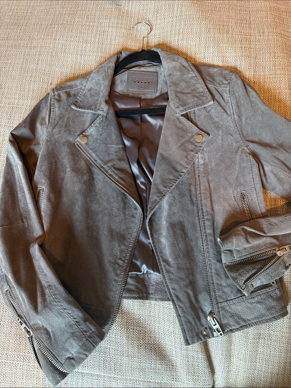 Suede Moto Jacket - Gray